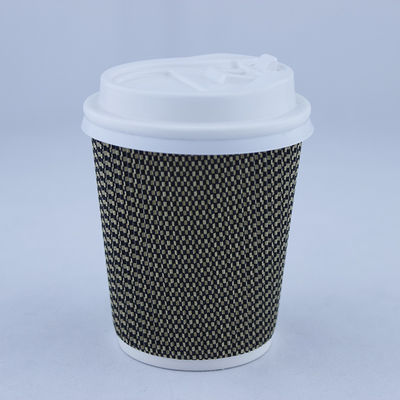Компостируемая 12 унций двойная стеновая горячая чашка, печатная Kraft Ripple Wall Paper Cup