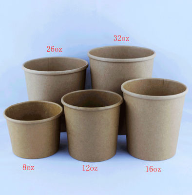 Прозрачная Kraft Paper Soup Bowl, перерабатываемая 12 унций супа чашки с крышками