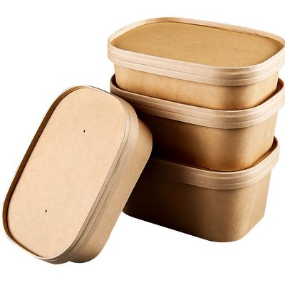 На заказ квадрат с крышкой для печати, многоцелевая колба для салата Kraft прямоугольная бумажная коробка, как бумажная крышка, так и де